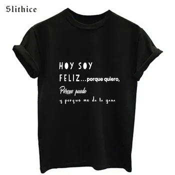 Slithice ispanų Mados Stilių, Raidę, Print T-marškinėliai Moterims trumpomis Rankovėmis Atsitiktinis Medvilnės Vasaros moterų marškinėlius viršuje baltas juodas