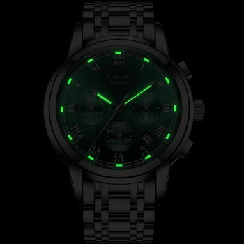 LIGE 2020 Nauji Kvarciniai Laikrodžiai Vyrams Sidabro Žalia Full Steel Laikrodis atsparus Vandeniui Top Brand Prabanga Atsitiktinis Sporto Mens Žiūrėti Su dėžute