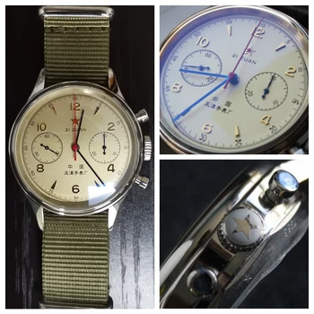 1963 Žiūrėti Vyrų Pilotas Chronograph Laikrodis Žuvėdra ST1901 Vertus Vėjo Mechaninė Judėjimas Oro Pajėgų 38mm 40mm Reloj Hombre
