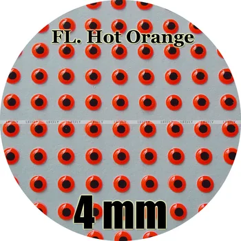 4mm 3D FL. Karšto Oranžinė / Didmeninės 800 Minkštas Formuoti 3D Holografinio Žuvies Akis, Skristi Susiejimas, Konduktorius, Masalas Priėmimo