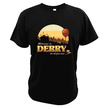 Tai Siaubo Filmas Marškinėlius Pennywise Balionai Sveiki Atvykę Į Derry Viršūnes Aukštos Kokybės Medvilnės T Shirts