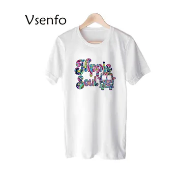 Hipių Siela Marškinėliai Moterims Harajuku Tumblr Camisetas Gatvės Stiliaus Estetinių Grafinis Juokinga T Marškinėliai Balti Trumpomis Rankovėmis Tee 90 Viršų