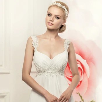 Paprasta Spagečiai Dirželiai Šifono Vestuvių Suknelės, Elegantiški Bohemijos Imperijos Nuotakos Suknelė Balta/Dramblio kaulo Vestido de Novia 2020 m.