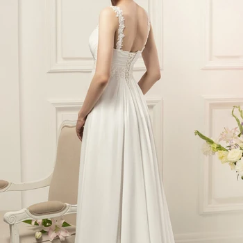 Paprasta Spagečiai Dirželiai Šifono Vestuvių Suknelės, Elegantiški Bohemijos Imperijos Nuotakos Suknelė Balta/Dramblio kaulo Vestido de Novia 2020 m.