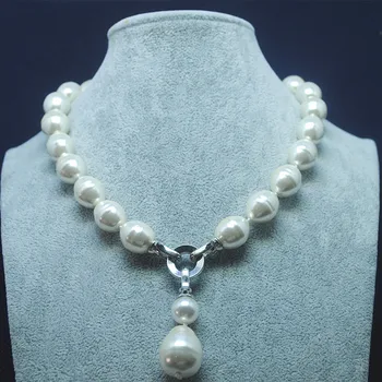 Gamtos shell perlų karoliai karoliai, kaip sekminių spalvų viršų choker rišti karoliai dydis 14x17mm perlamutru už vestuves gi