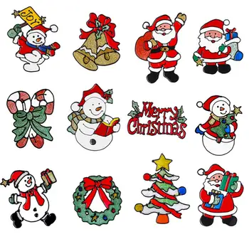 Kalėdų Sienų Lipdukai Sniego Santa Claus Jingle Bell Kalėdų Eglutė Daugkartinio naudojimo Kalėdų Lipdukai tvirtai laikosi 12PCS