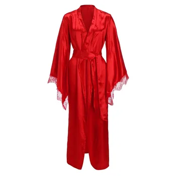 Miego viršūnes Moterų Nėriniai Satino Sleepwear Kimono Nightdress apatinis Trikotažas Camisole Atsitiktinis Pižama, chalatas, nustato dormir viršūnes пижама женская