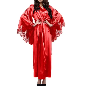 Miego viršūnes Moterų Nėriniai Satino Sleepwear Kimono Nightdress apatinis Trikotažas Camisole Atsitiktinis Pižama, chalatas, nustato dormir viršūnes пижама женская