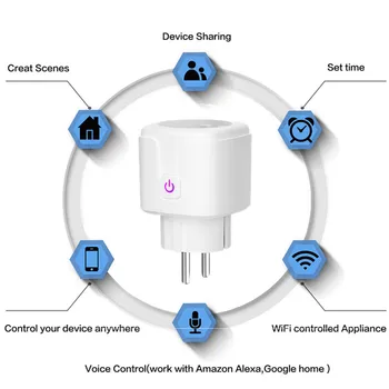 Smart Plug WiFi Lizdas ES MUMS JK 16A Galia Stebėti Laiko Funkcija Tuya SmartLife APP Kontrolės Darbai Su Alexa, Google 