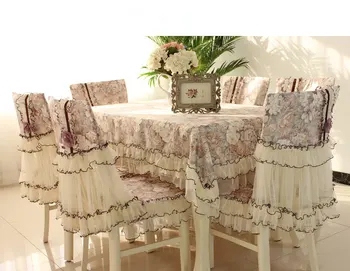 Nėrinių audinio Stačiakampio Stalo Dangtis šalis, vestuvių dekoravimas staltiesė Virtuvės reikmenys kėdės apima namų Puošybai