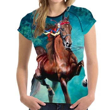 NOISYDESIGNS T-shirt Moterims, Harajuku t-shirt Moterų Viršūnių Traku 3D Arklių Spausdinimo Paauglių Mergaičių T Shirts Ponios Atsitiktinis Marškinėlius 