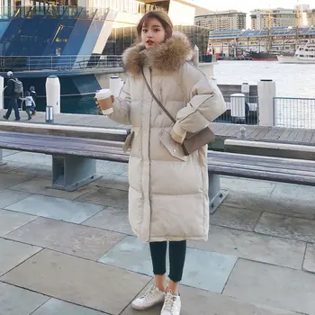 Korėjos Parko Žiemos Striukė Moterims Medvilnė Paminkštinimas Kailis Outwear Moterų Negabaritinių Moteris Žemyn Medvilnės Striukė Storas Šiltas Ilgas Parkas