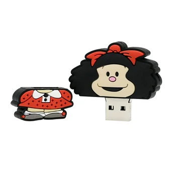 Cute Girl Memoria Stick Mafalda Asmeninį Dovanų Pendrive 256 GB, 128 GB Key USB Flash Drive 64GB 4GB 8 16 GB Klavišą Diskas 32 GB, 256 GB