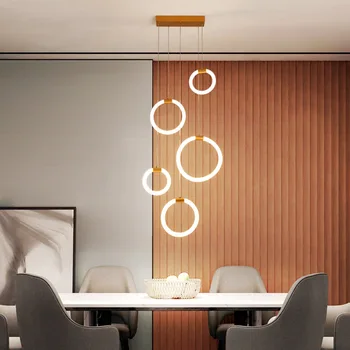 Šiuolaikinių led šviestuvo aukso žiedas laiptai liustra restoranas liustra viešbučio fojė liustra office žiedas apšvietimas