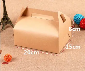 20*15*8cm Ecofriendly Kraft Lauke Kraftpopieris pyragas maisto Pakavimo Dėžutė Didelis kraftpopieris torto dėžutė su rankena nešiojamas