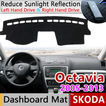 Už Skoda Octavia 2 A5 MK2 1Z 2005~2013 neslystantis prietaisų Skydelio Kilimėlis Padengti Trinkelėmis skėtį nuo saulės Dashmat Kilimų Automobilių Reikmenys 2007 m. 2011 m. 2012