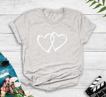 Širdis Moterų marškinėliai Atsitiktinis Harajuku Love Spausdinti Viršūnes Tee Vasaros Moterų marškinėliai trumpomis Rankovėmis marškinėliai Moterims Drabužių