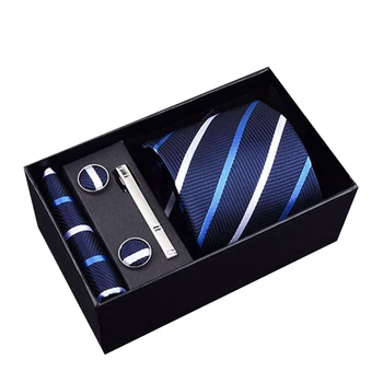 Šilkas Vyrų Kaklaraištis Mados paisley žakardo kaklaraištis &nosinė&rankogalių segtukai&įrašą dovanų dėžutėje nustatyti vestuvių verslo Necktie