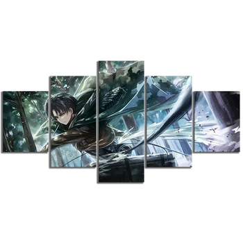 Drobė Spausdinti Tapybos Sienos Menas 5 Skydelis Levi-Akermano Ataka Titan Anime Plakatas PicturesHome Apdailos Rėmas obrazy plakat