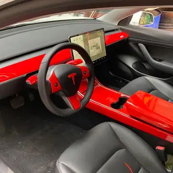 ABS Raudona centro kontrolės juostelės Tesla modelis 3. Apsauga Pusės Krašto, Automobilių souped Priedai