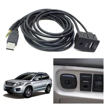 1,5 M Automobilio Brūkšnys Flush Mount USB Prievadą Skydelio Auto Valtis 3.5 mm AUX USB prailginimo Kabelis Adapteris, skirtas 