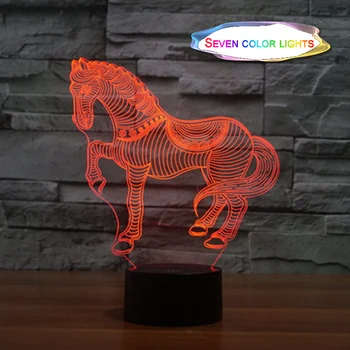 Atmosfera stalo lempa USB 3D šviesos spalvinga Arklių 3 formos touch LED vaizdo šviesos dovana dekoratyvinis