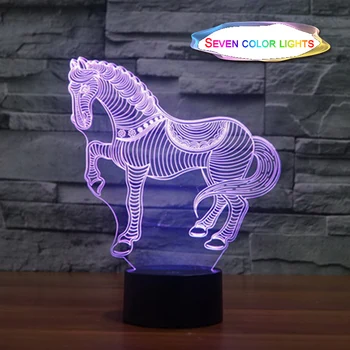 Atmosfera stalo lempa USB 3D šviesos spalvinga Arklių 3 formos touch LED vaizdo šviesos dovana dekoratyvinis