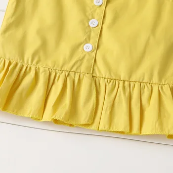 2 Gabalus Vaikų Rinkiniai Rankovių Geltona Kūdikių Topai Marškinėliai, Liemenė Su Saulėgrąžų Nuosėdos Šortai 2021 Naujas Vasaros Kostiumas Mergaitėms