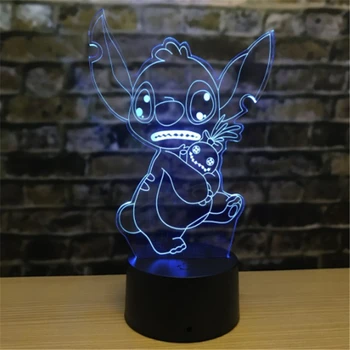 Animacinių filmų Dygsnio Naktį Šviesos diodų (LED 3D Iliuzija Dekoratyvinė Lempa, Vaiko, Vaikams, Kūdikių 7 Spalvų Keitimas Palieskite Lentelės, Stalo Lempos Namų Puošybai