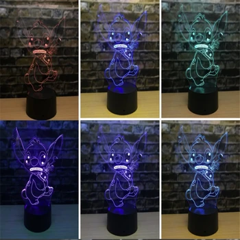 Animacinių filmų Dygsnio Naktį Šviesos diodų (LED 3D Iliuzija Dekoratyvinė Lempa, Vaiko, Vaikams, Kūdikių 7 Spalvų Keitimas Palieskite Lentelės, Stalo Lempos Namų Puošybai