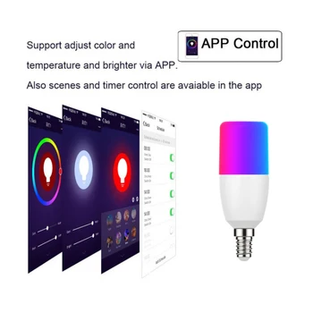 Balso Kontrolė 7W RGB Smart Lemputės šviesos srautą galima reguliuoti E14 WiFi LED Lempos Dirbti Su Alexa, Google Assistant 