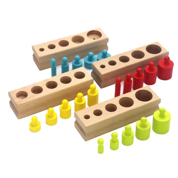Žaislai vaikams 4Pcs Montessori Cilindrų Pastato Vaikai Spalvų Pažinimo Žaislai, Dėlionės