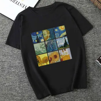 Karšto Pardavimo Vasaros 2019 Mados Marškinėlius Moterims Harajuku Derliaus Van Gogh Grafinis Tees Moterų, O Kaklas Trumpas Rankovės Atsitiktinis Moterų marškinėliai