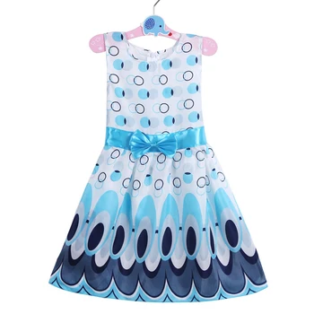 Bamblys mergina suknelės lankas princesė dress kostiumai vaikams rankovių povas suknelė Ratas Burbulas Šalies mergaičių suknelės, drabužių vasaros