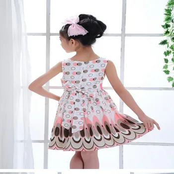 Bamblys mergina suknelės lankas princesė dress kostiumai vaikams rankovių povas suknelė Ratas Burbulas Šalies mergaičių suknelės, drabužių vasaros