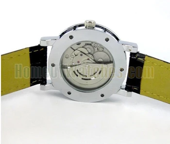 Nugalėtojas Mechaninė Automatinė Vyrai Laikrodžiai Juodos odos Skeletas Žmogaus Laikrodis Top Brand Prabanga Sporto Karinių Vyrų Laikrodis
