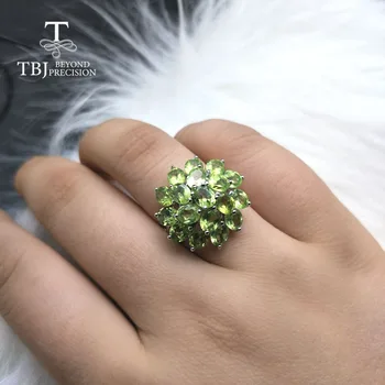 TBJ,Romantiškas gamtos olivīns brangakmenio papuošalai nustatyti 925 sterlingas sidabro geriausią žiedas, pakabukas auskarai moterims kasdien dėvėti šalis