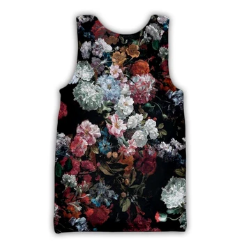 PLstar Kosmosas Gėlių vasarą vest Mados Vyrų/Moterų tankų tapybos Gėlių 3D Atspausdintas streetwear Atsitiktinis rankovių viršūnes