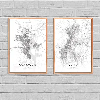 Guayaquil Quito Ekvadoras Žemėlapis Plakatas