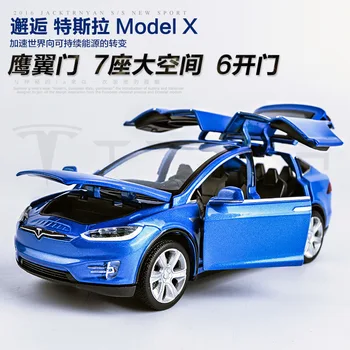 1:32 Lydinio Automobilio Modelį Tesla MODELIS MDLX90 Metalo Diecast Žaislinės Transporto priemonės Automobilio Traukti Atgal Mirksi Muzikos Kūdikių Dovanos