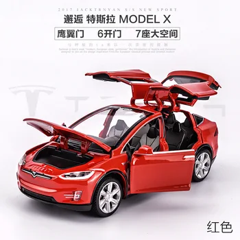 1:32 Lydinio Automobilio Modelį Tesla MODELIS MDLX90 Metalo Diecast Žaislinės Transporto priemonės Automobilio Traukti Atgal Mirksi Muzikos Kūdikių Dovanos