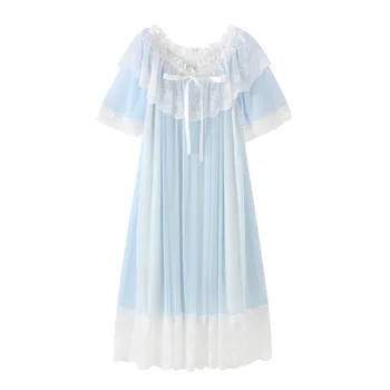 Pavasarį, vasarą, puikus, gražus, retro palace vėjo pasakos deivė nėrinių nightdress moterų princesė nėrinių tinkleliu sleepwear пижама