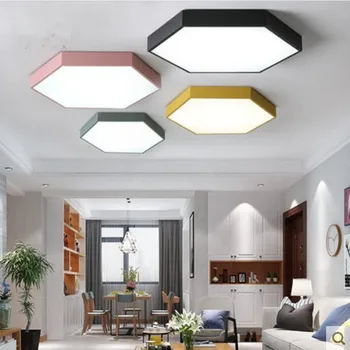 Plono šiuolaikinių LED lubų šviesos šešiakampis Geležies Akrilo patalpų lempos, virtuvė, kambarys veranda apdailos šviesos rungtynių AC110-265V