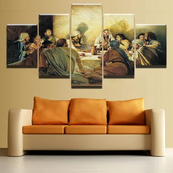 Sienos Meno Tapybos Drobės Rėmo Namų Dekoro Plakatas 5 vnt Jėzus Abstrakčių Paveikslų Paskutinės Vakarienės Nuotraukos Šiuolaikinių HD Spausdinti
