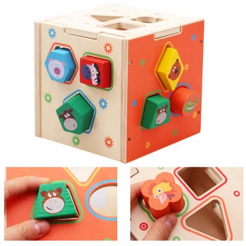 Vaikai Žvalgybos Dėžutėje Geometrinės Formos Rūšiavimo Pažinimo Atitikimo Mediniai Blokai Kūdikių Anksti Eductional Žaislai Vaikams