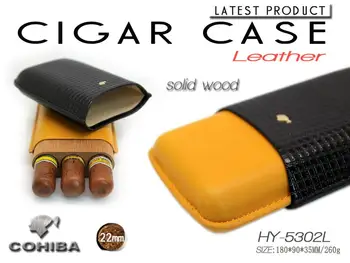 COHIBA Dalykėlių Oda Kelionės Cigarų atveju 3 Skyles Nešiojamų Medžio masyvo Cigarų Drėkintuvas Vamzdžiai