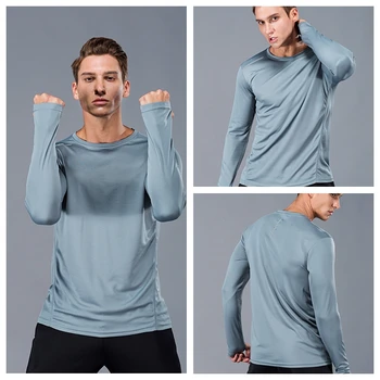 Vyriški ilgomis rankovėmis sporto bėgimo marškinėliai