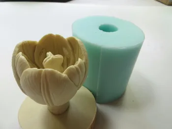 Silikoninis Minkštas Pyragas Pelėsių 3D Tulpių Puokštė Gėlių Dizaino Rankų darbo Muilas Silikagelio Formų Žvakės Aromatas, Akmens HC0018