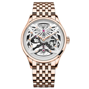AGELOCER Šveicarijos Laikrodžių Vyrams Viršuje Prekės Sapphire Mechaninė Black Diamond Aukso laikrodis atsparus Vandeniui 41mm Laikrodžiai Vyrams Reloj Hombre