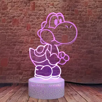 Yoshi Žaidimas Modelio 3D LED Spalvinga Touch Stalas naktinė lempa Anime Pav Kūdikio Žaislai